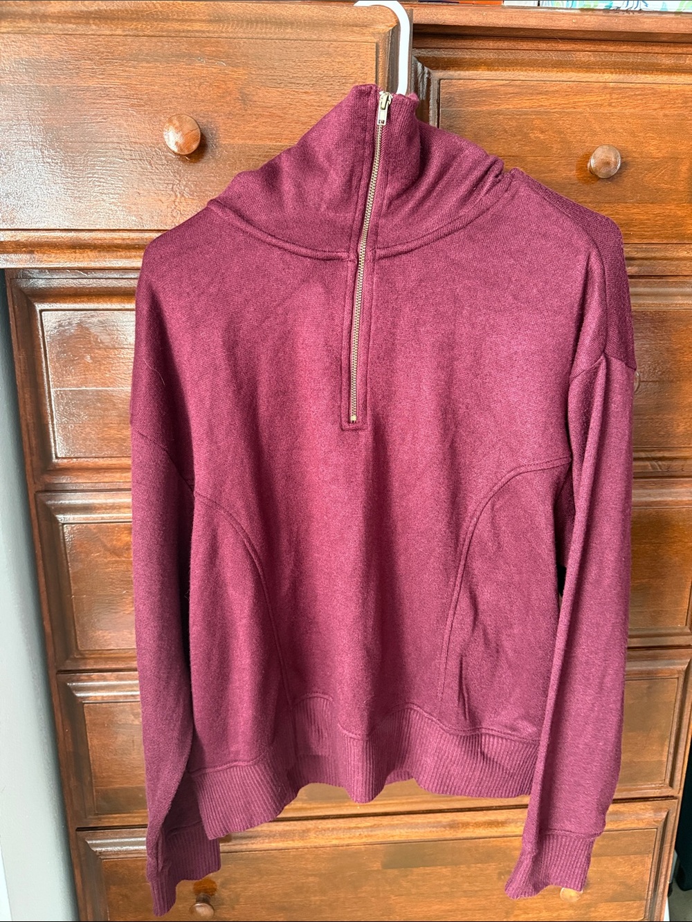 Women's Quarter-Zip Pullover Sweater - Burgundy